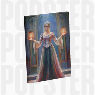 painting La magicienne du sort doré
